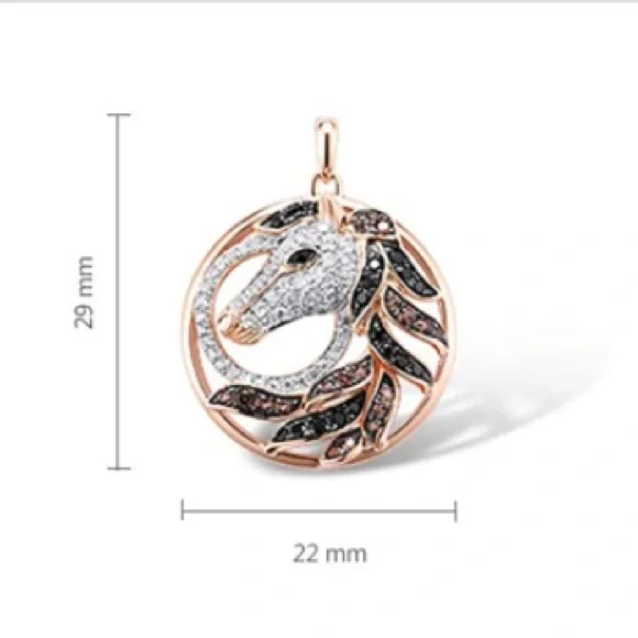 ** FLASH SALE ** Chocolate Diamond Mustang Horse Pendant Necklace - Picture 6 of 7